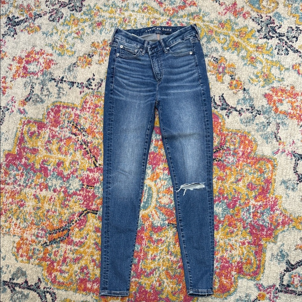 American Eagle Outfitters Women's Dark Blue high rise jegging
